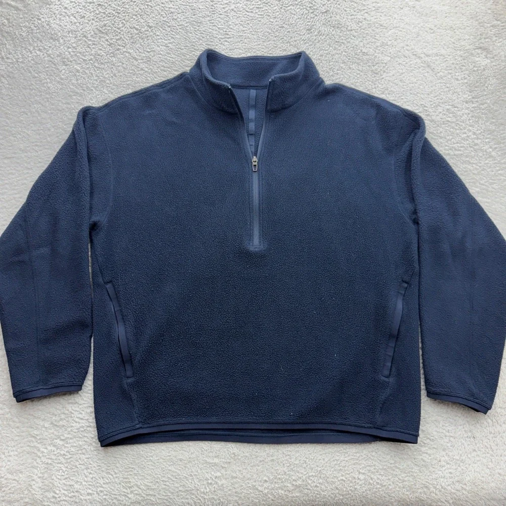 Lululemon Mens Oversized Fleece Half Zip Pullover Navy Blue LM3DTCS M